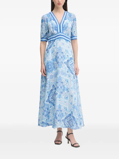 Hale Bob Ginevra tile-print V-neck maxi dress White 61MM654A