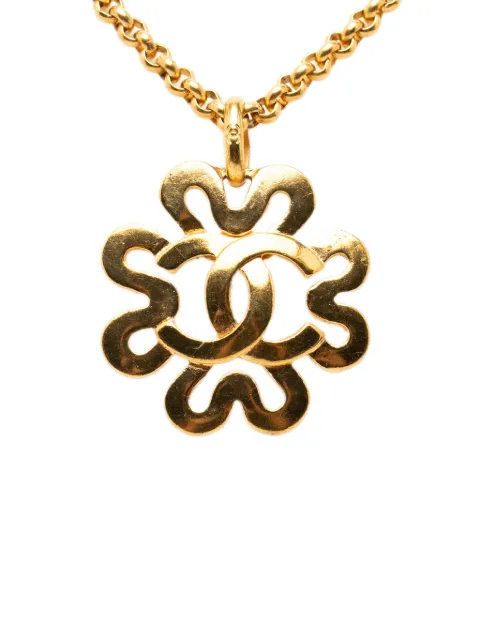 CHANEL Pre-Owned 1995 CC Gold Plated Flower Pendant Necklace costume necklace Gold DLFQNCBDQMT2QEFI