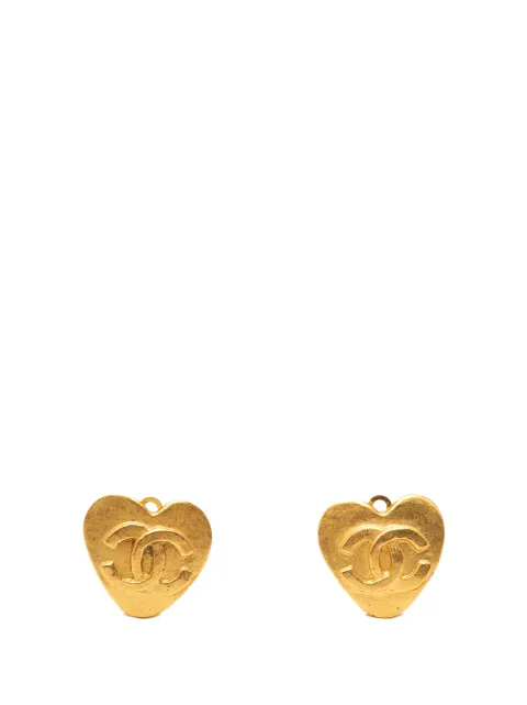 CHANEL Pre-Owned 1995 CC Gold Plated Heart Clip On Earrings costume earrings Gold 82DGJ4IA8G0WUYJU