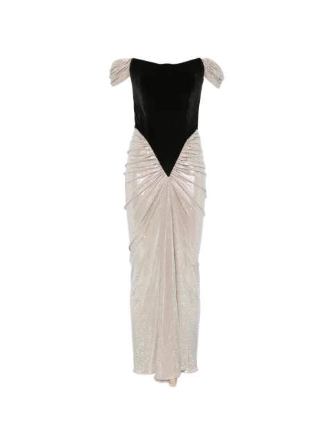 MIRON velvet-corset crystal-embellished gown Black 001BLACKGOLD