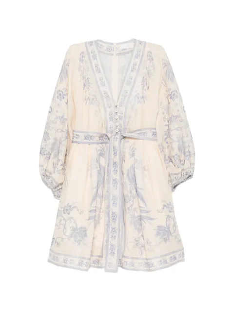 ZIMMERMANN Indra floral-print mini dress Neutrals 3500DSS262