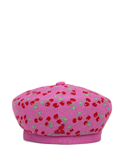 Kangol Tropic cherry-patterned knitted beret Pink K3819