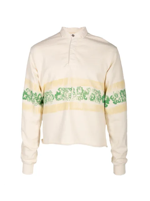 MONOSTEREO hibiscus-print polo shirt Neutrals 03MS0801