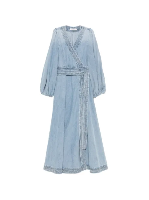 ZIMMERMANN midi Indra belted wrap dress Blue 7266DSS262