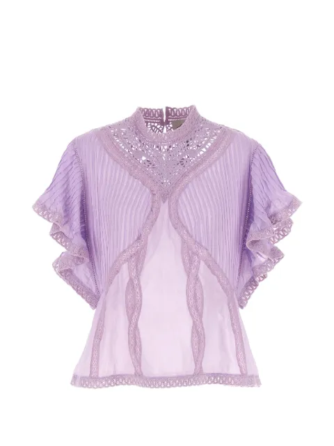 FARM Rio openwork-pleated blouse Purple 348380
