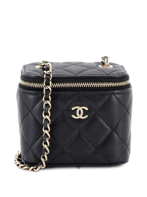 CHANEL Pre-Owned Classic Vanity Case with Chain Quilted Caviar Mini pouch Black TVT3BHN8GEIK4L8W