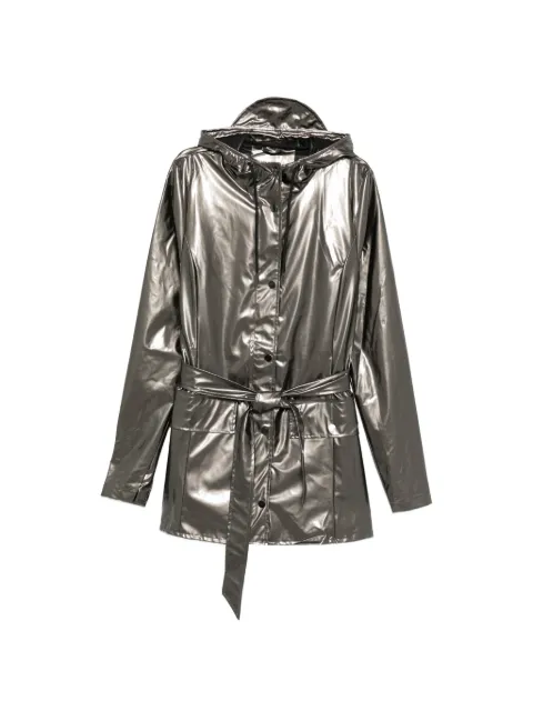 Rains Curve belted hooded jacket Grey 12100