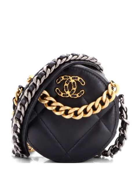 CHANEL Pre-Owned 19 Round with Chain Quilted Leather clutch bag Black P6973A762VJ2JMKV
