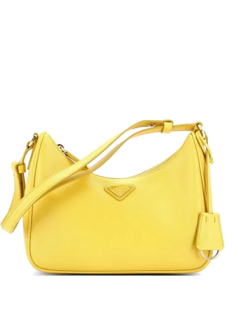 Prada Pre-Owned Re-Edition Hobo Saffiano Leather Mini shoulder bag Yellow NH4EXBKG72LWJZW6