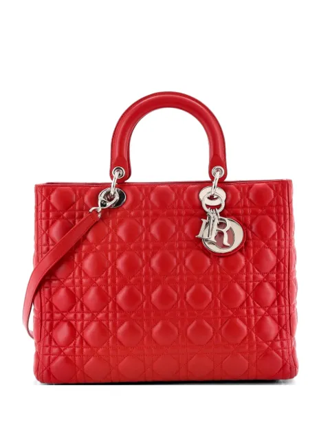 Christian Dior Pre-Owned Lady Dior Bag Cannage Quilt Lambskin Large tote bag Red X01UBDBO75FHL6JJ