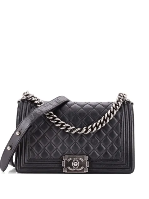 CHANEL Pre-Owned Boy Flap Bag Quilted Lambskin Old Medium shoulder bag Black 7HO3V3QUL7J6NEY4