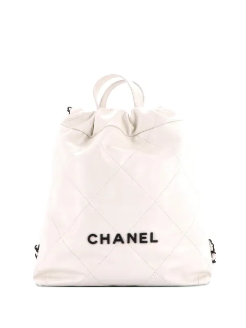 CHANEL Pre-Owned 22 Chain Quilted Calfskin Medium backpack White XUUQGCGVJDZTNCYQ
