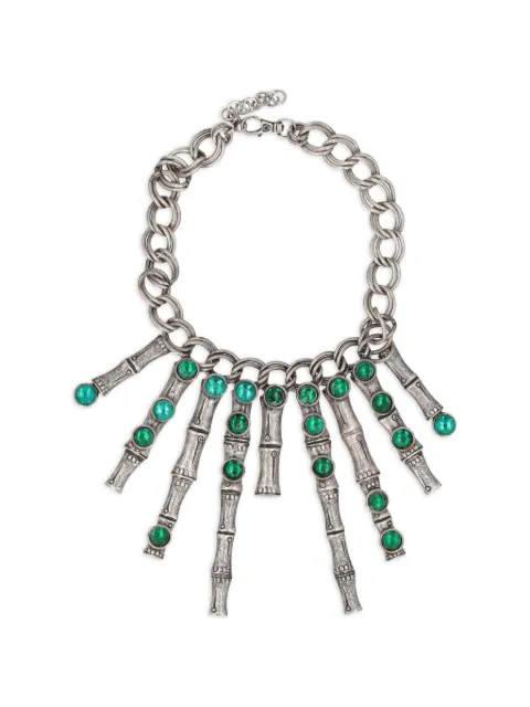 Vintage bamboo-effect crystal-embellished necklace Silver W13426128