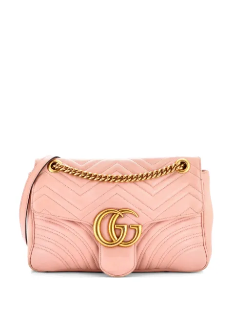 Gucci Pre-Owned GG Marmont Flap Bag Matelasse Leather Medium shoulder bag Pink ENRMQXR4LGT36OYJ