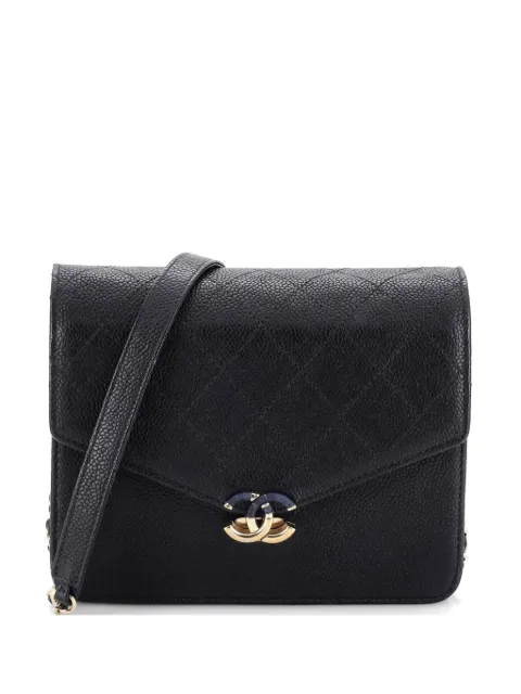 CHANEL Pre-Owned Thread Around Square Wallet on Chain Quilted Caviar crossbody bag Black I1T3KK5XAZPYIVI8