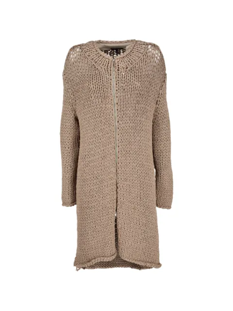 Vintage zip-up chunky-knit sweater Neutrals B2212617