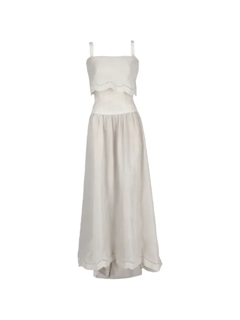 Vintage scalloped-edge open-work dress Neutrals W2404266