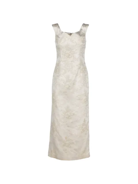 Vintage floral-jacquard sleeveless dress Neutrals MZ190237BIS