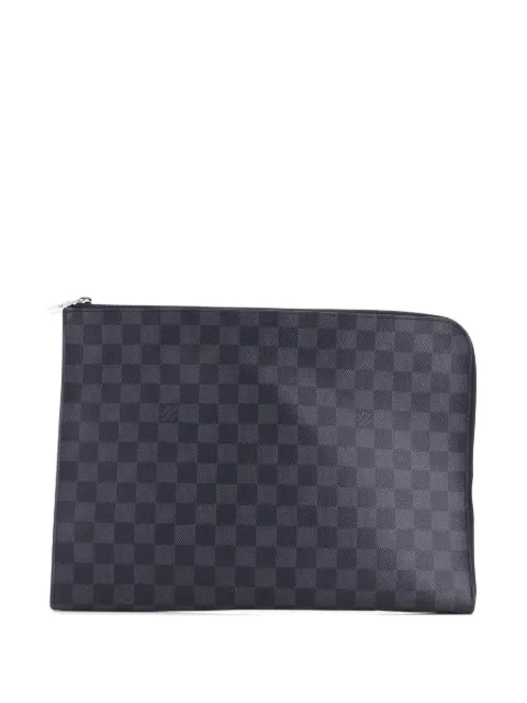 Louis Vuitton Pre-Owned Zip Around Pochette Jour Damier Graphite GM clutch bag Black HGZ0W9LZKA1ABS71