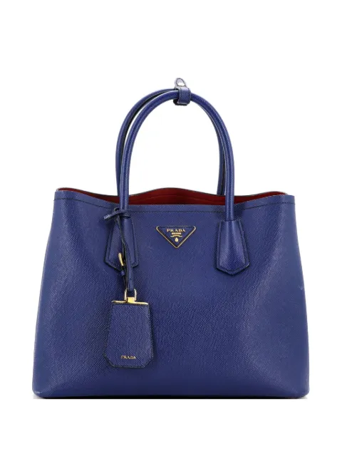 Prada Pre-Owned Cuir Double Saffiano Leather Medium tote bag Blue GZHK9O7VD34TPSD7