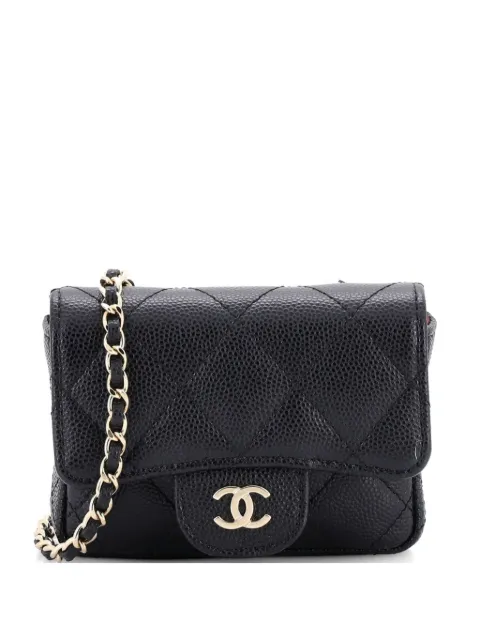 CHANEL Pre-Owned Classic Flap Chain Quilted Caviar Mini belt bag Black TU4NL80EA2Q4MJJ0