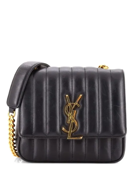Saint Laurent Pre-Owned Vicky Vertical Quilted Leather Medium crossbody bag Black CQB0RM0KFOHYA8AY