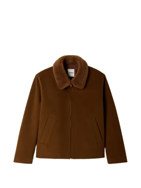 SANDRO shearling-collar zip-up jacket Brown SHPBL01436