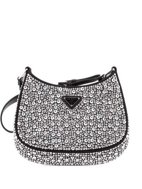 Prada Pre-Owned Cleo Shoulder Bag Crystal Embellished Satin Small crossbody bag Black 99BIRABD9U3HHV19