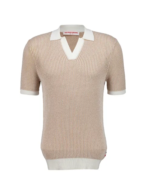Orlebar Brown Horton chevron-crochet polo shirt Brown 282459