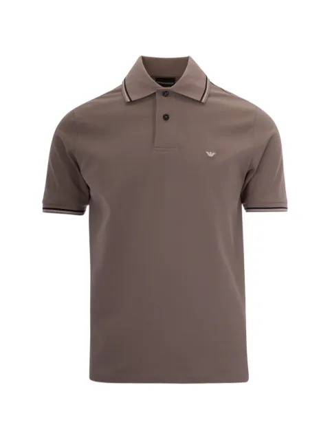 Emporio Armani logo-embroidered tipped polo shirt Brown EM004606AF23090U