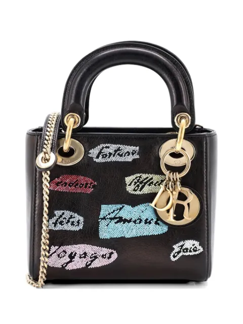 Christian Dior Pre-Owned Lady Dior Chain Bag Beaded Leather Mini shoulder bag Black MK9VSEEP7XQUY23G