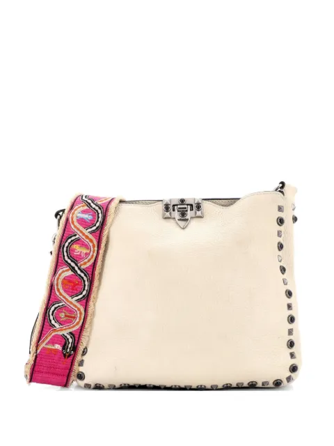 Valentino Garavani Pre-Owned Rolling Rockstud Flip Lock Messenger Bag Leather with Cabochons Medium crossbody bag Neutrals 5FIVO7NAYQXKJHQU