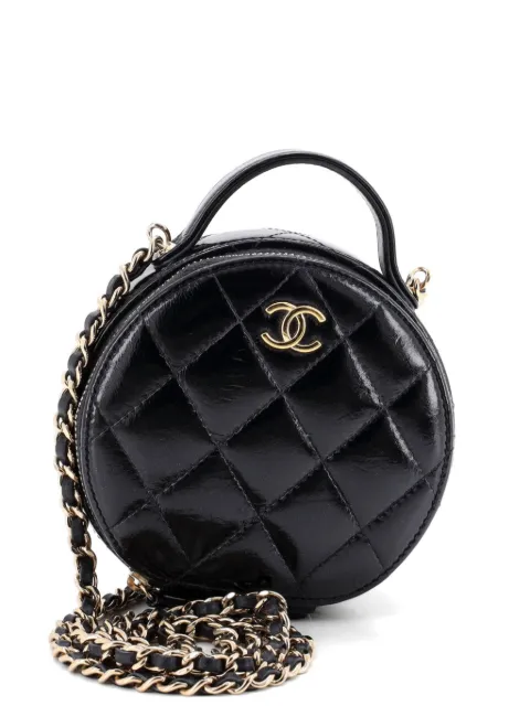 CHANEL Pre-Owned Handle with Care Round Vanity Case with Chain Quilted Lambskin Small crossbody bag Black 2MHBWVP9VZNZGKDT