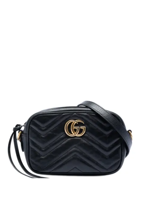 Gucci Pre-Owned 2016-2026 Mini GG Marmont Matelasse Leather crossbody bag Black PJA0XSJJY41TKUYT