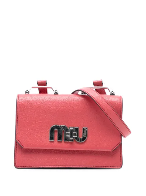 Miu Miu Pre-Owned 2010-2026 Goatskin Madras Miu Logo crossbody bag Pink ZVLJTSL89IKMSEHI