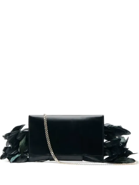 Patrizia Pepe feather-trim clutch bag Black 2B0173V055