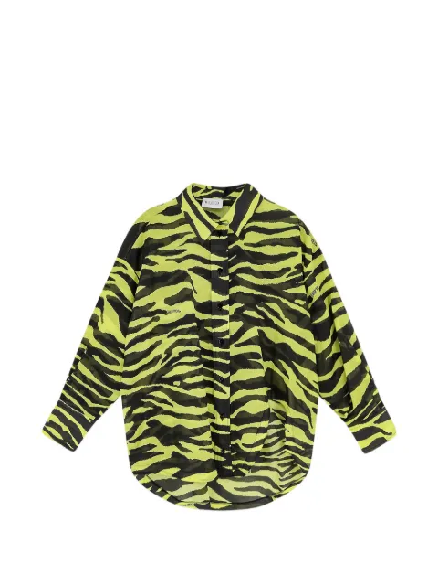 The Attico asymmetric animal-print cotton shirt Yellow 260WCH00015CCC134PR166