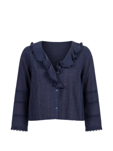DÔEN Huguette ruffled pin-tucked blouse Blue 2011838