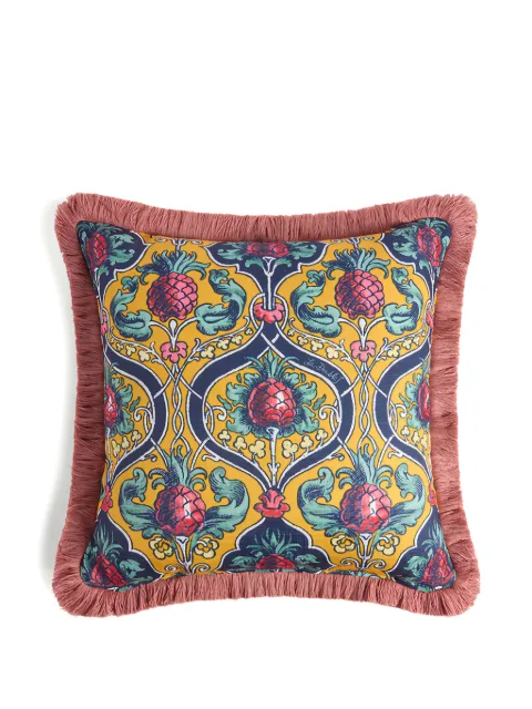 La DoubleJ pineapple-print fringed cushion Yellow CUS0041POL001ANA01YE02