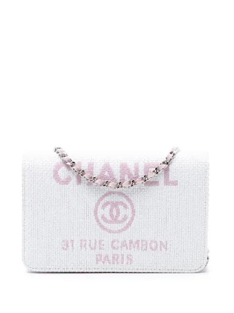 CHANEL Pre-Owned 2017-2018 Canvas Deauville Wallet On Chain crossbody bag Pink UZMUPC8FETQL9PE4