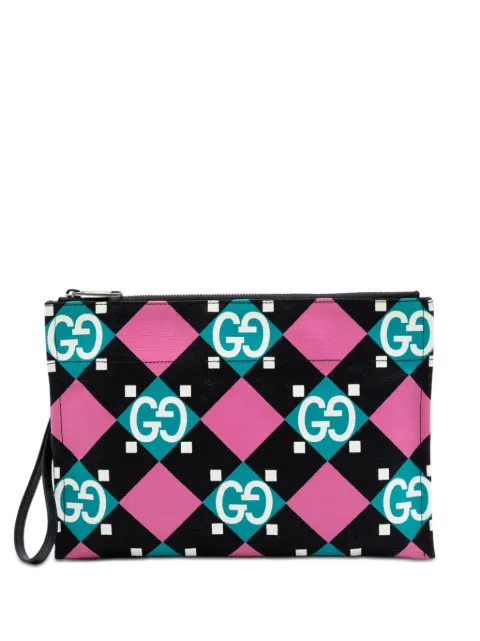 Gucci Pre-Owned 2000-2015 Jumbo GG Canvas Geometric Print clutch bag Black DO3VPB1RO03XODHF