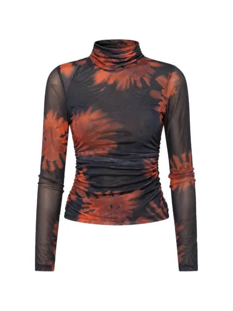 JBQ Tyla floral-print ruched top Black T121025