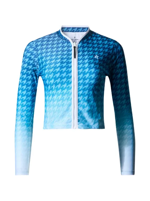 Perfect Moment long-sleeve houndstooth rash guard top Blue W3001421