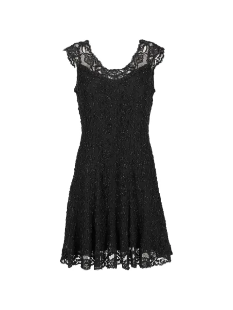 Vintage beaded floral-lace dress Black W251198