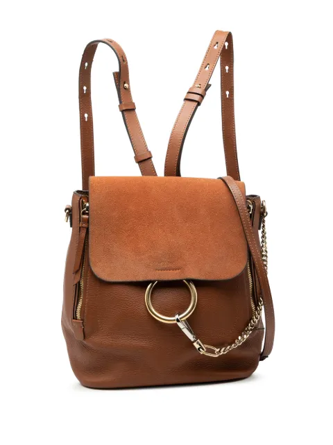 Chloé Pre-Owned 2017 Medium Calfskin and Suede Faye backpack Brown QGAPYDDFCVIXMHSY