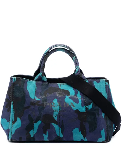 Prada Pre-Owned 2013-2026 Canvas Canapa Logo Camouflage satchel Blue BX80IMZG2T6V459B