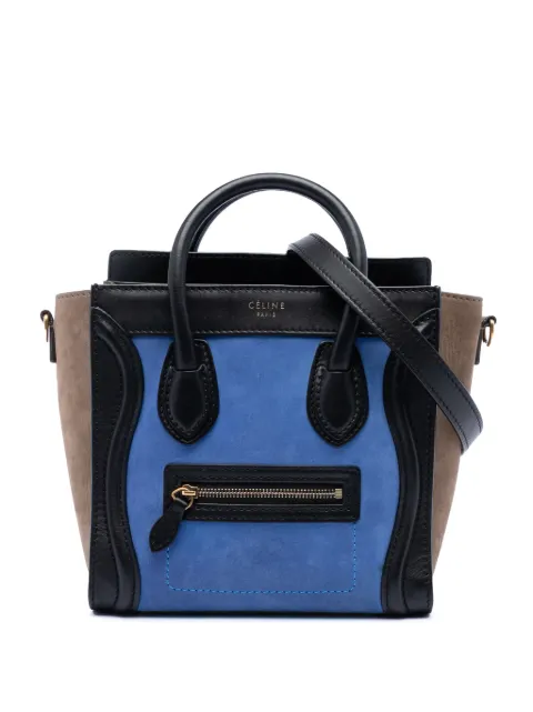 Celine Pre-Owned 2012 Nano Tricolor Nubuck and Calfskin Luggage Tote satchel Black 6SL7CR5LM2ACQ87O