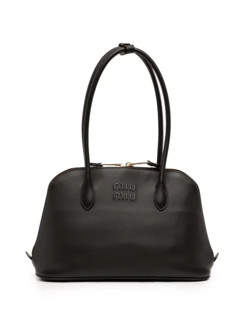 Miu Miu Pre-Owned 2010-2026 Softy Calfskin Embossed Logo shoulder bag Black 0W11FY7WLCCUC665