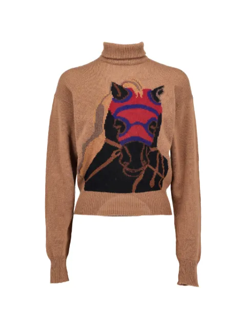 Krizia Pre-Owned horse-intarsia roll-neck sweater Neutrals W2404262