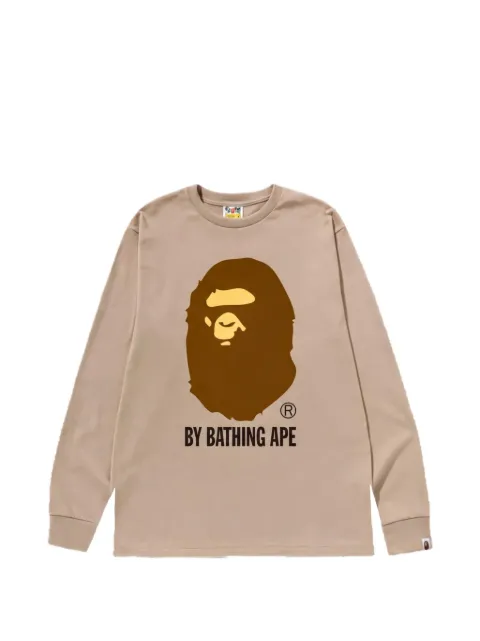 A BATHING APE® logo-print long-sleeve T-shirt Neutrals 1J80111013